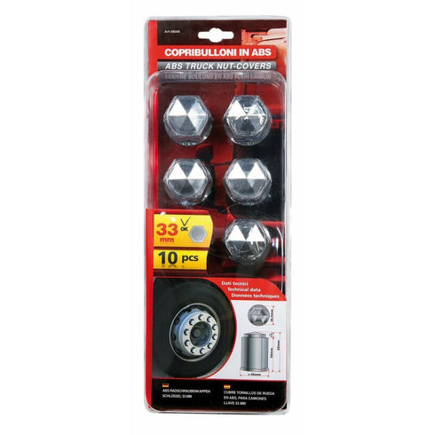 Capacele ABS prezoane camion 10buc - Ø 33mm - Crom